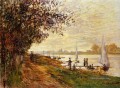 der Flussufer im Le Petit Gennevilliers Sonnenuntergang Claude Monet Szenerie